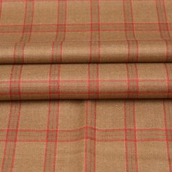 Mustard Red Checks Tweed Wool Fabric-90706