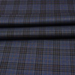 Wool Blazer Fabric (2 Meter)-Navy Blue Black Checks-90730