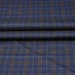 Wool Blazer Fabric (2 Meter)-Navy Blue Black Checks-90734