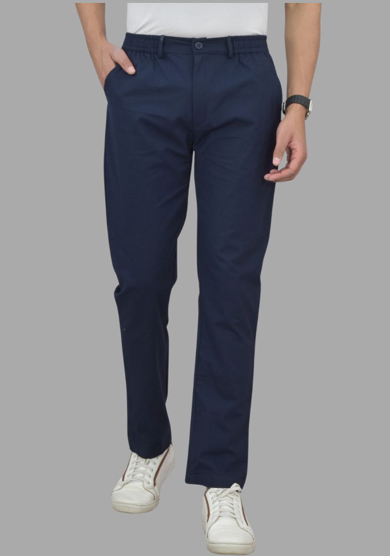 Navy Blue Pure Cotton Mens Trouser-47061