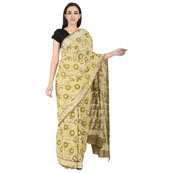 Off White and Cream Cotton Block Print Saree-20108