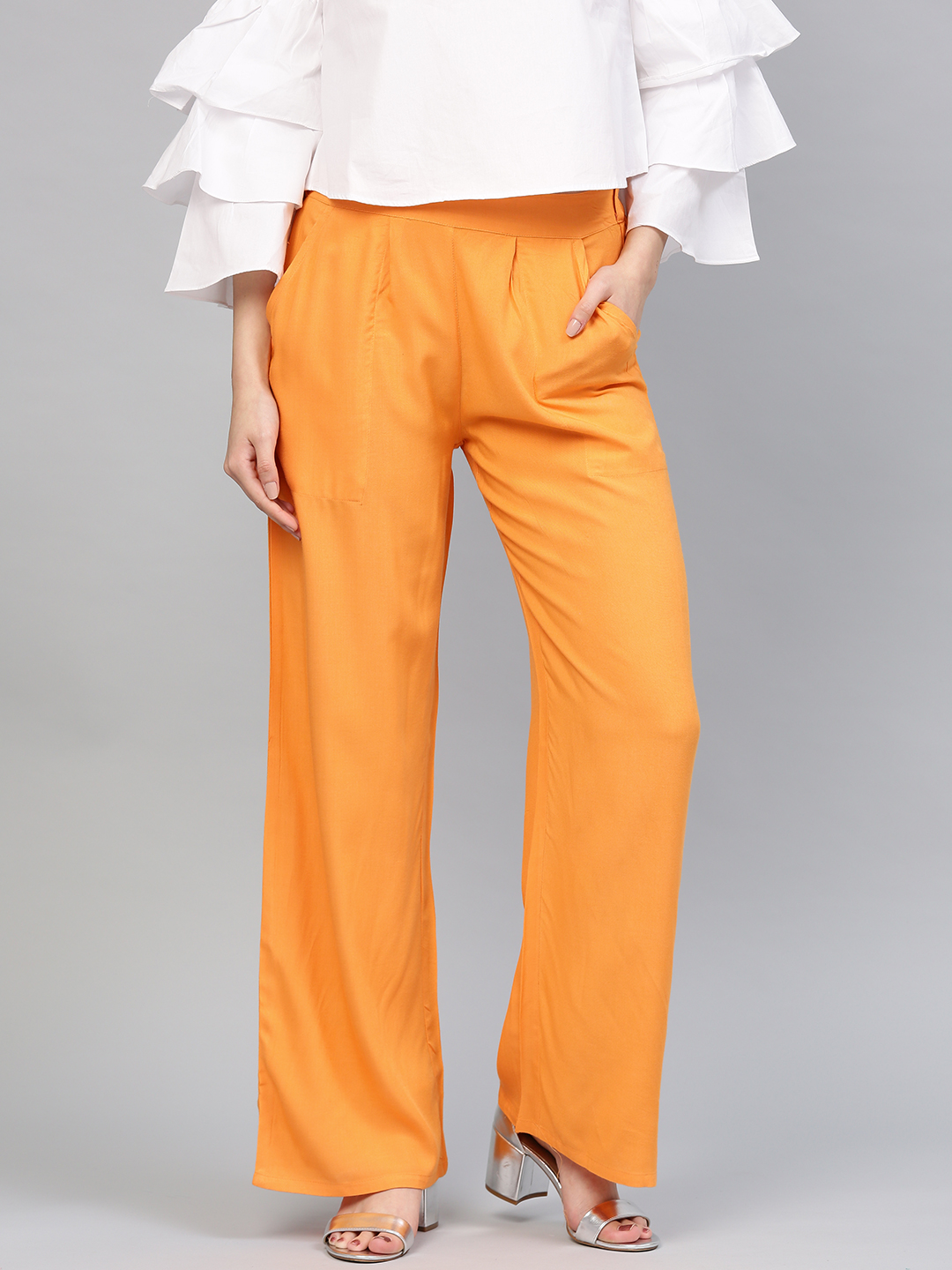 Orange Cotton Palazzo Pant-34291
