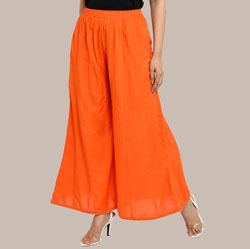 Orange Plain Rayon Palazzo Pant-36297