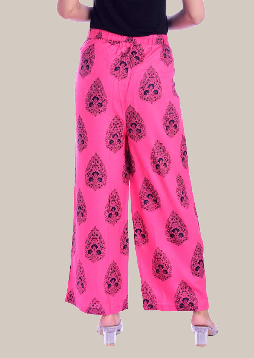 Pink Black Rayon Palazzo Pant-34307