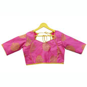 Pink and Golden Tree Silk Brocade Blouse-30117