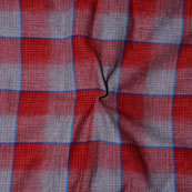 Red Gray Check Handloom Cotton Fabric-40554