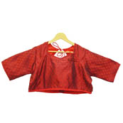 Red Small Flower Silk Brocade Blouse-30113