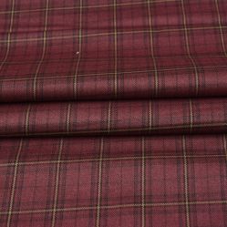 Red Yellow Checks Tweed Wool Fabric-90713