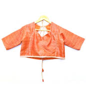 Red and Golden Leaf Silk Brocade Blouse-30081