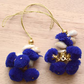 Blue Handmade Decorative Pom Pom Latkans by the yard-0027