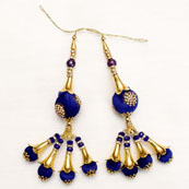 Decorative Gold Handmade Latkan with Royal Blue Pom Pom-0043