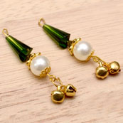 Decorative Handmade Hanging Bells with Dark Green Stone-0079