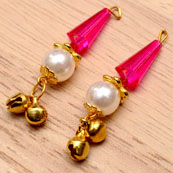 Decorative Handmade Hanging Bells with Pink Stones-0082