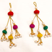 Decorative Handmade Multicolor Pom Pom Hanging Latkans-0040