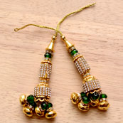 Golden Handmade Latkans with Green Stones-0025