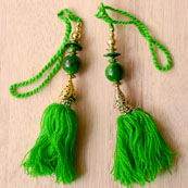 Green Handmade Decorative Tassels by the yard-0031