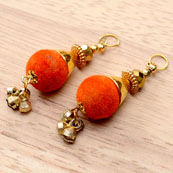 Handmade Decorative Handing Latkans with Orange Pom Pom-0058