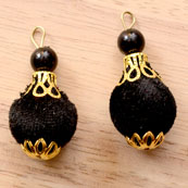 Handmade Pom Pom Decorative Latkans with Black Pearls-0072