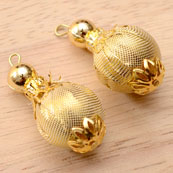 Handmade Pom Pom Decorative Latkans with Golden Pearls-0077