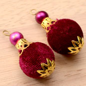 Handmade Pom Pom Decorative Latkans with Maroon Pearls-0075