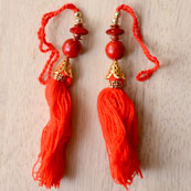 Handmade Red Decorative Tassels by the yard-0032