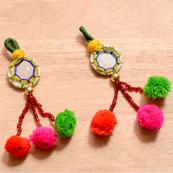 Multicolor Handmade Pom Pom Latkans with Mirror-0002