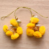 Yellow Handmade Decorative Pom Pom Latkans by the yard-0026