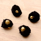 Black Pom Pom Decorative Handmade Latkans with Bells-0066