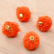 Orange Pom Pom Decorative Handmade Latkans with Bells-0069