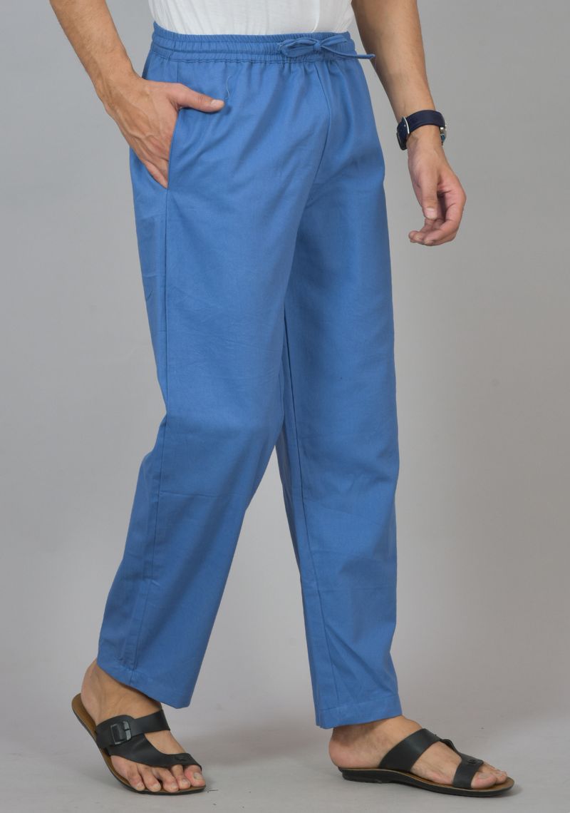 Sky Blue Cotton Twill Men Pant-48271