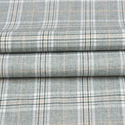 White Black Checks Tweed Wool Fabric-90690