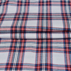 White Black and Red Twill Cotton Handloom Fabric-90405