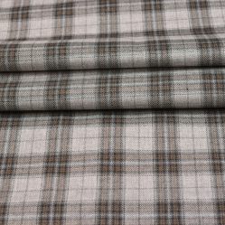 Wool Blazer Fabric (2 Meter)-White Brown Checks-90732