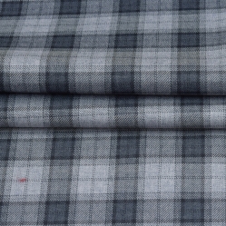 White Gray and Black Checks Tweed Wool Fabric-90638
