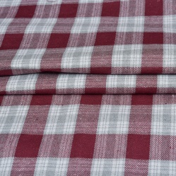 White Red Twill Cotton Handloom Fabric-90400