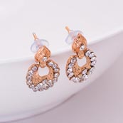 White Stone Circular Design with Golden Polish Earring for Women