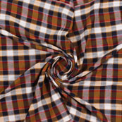 White Yellow and Black Check Handloom Cotton Fabric-40443